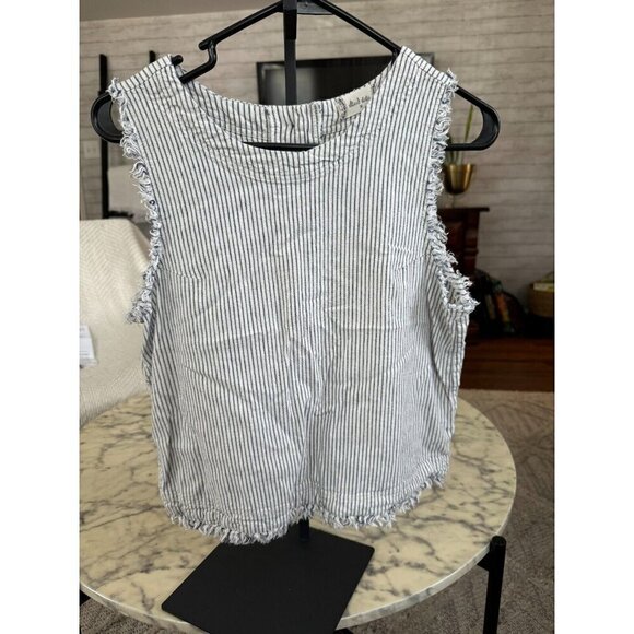 Altar’d State Blue & White Stripe Crop Top Button Back Cutout Womens Size M - Picture 1 of 5